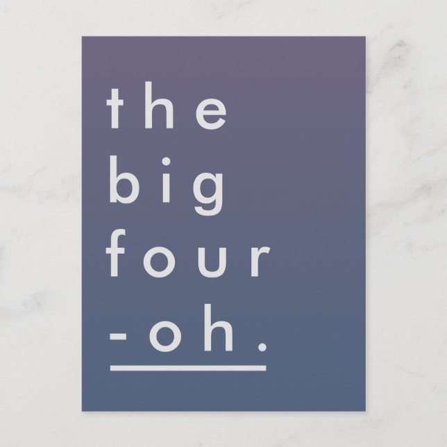 Minimalist Pastel Modern The Big Four-Oh Birthday Invitation Postcard (Front)