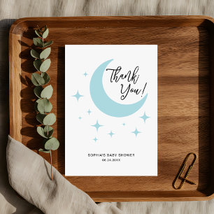 Minimalist Pastel Moon Stars Baby Shower Thank You Card