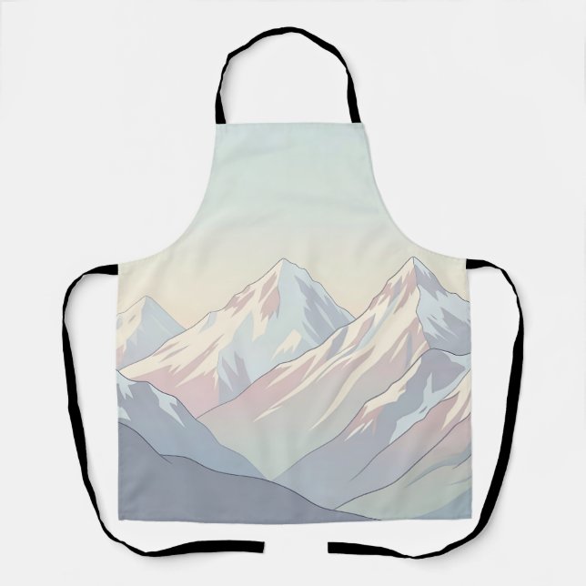 Minimalist Pastel Mountain Range Landscape Apron (Front)