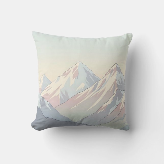 Minimalist Pastel Mountain Range Landscape Cushion (Front)