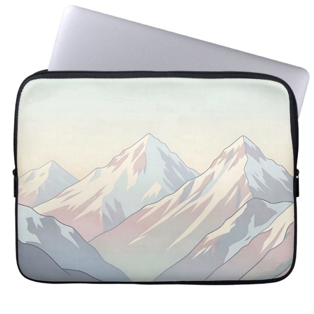 Minimalist Pastel Mountain Range Landscape Laptop Sleeve (Front)
