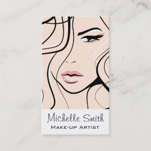 Minimalist Pastel Peach Elegant Feminine Makeup Business Card