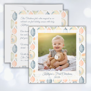 Minimalist Pastel Personalised Photo Christmas Holiday Card