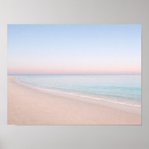 Minimalist Pastel Pink Beach Ocean Horizon Poster
