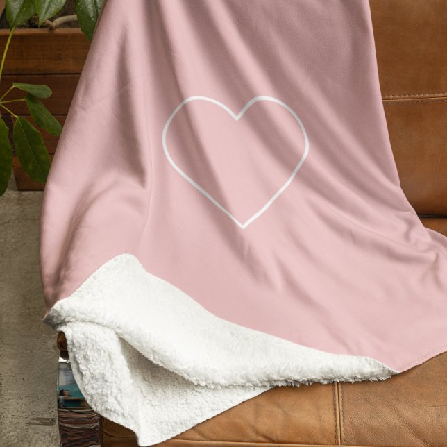 Minimalist Pastel Pink Heart  | Cosy  Sherpa Blanket (Creator Uploaded)