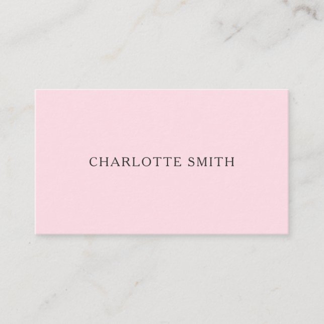 Minimalist pastel pink modern business cards (Front)