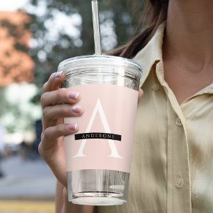 Minimalist Pastel Pink Personalised Name Acrylic Tumbler