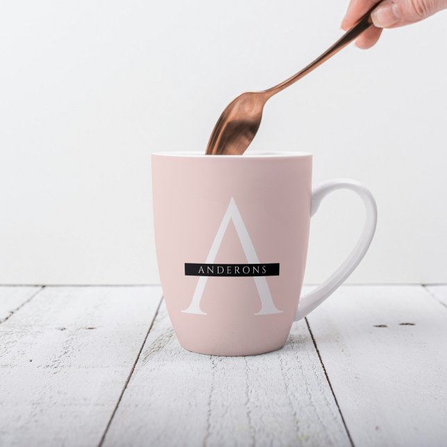 Minimalist Pastel Pink Personalised Name Latte Mug (Creator Uploaded)
