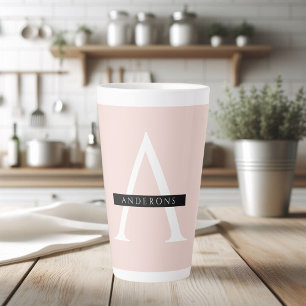 Minimalist Pastel Pink Personalised Name Latte Mug