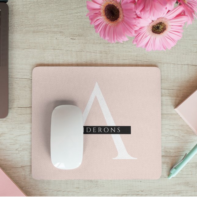 Minimalist Pastel Pink Personalised Name Mouse Mat (Creator Uploaded)
