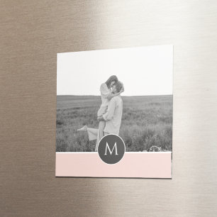 Minimalist Pastel Pink Personalised Name & Photo Magnet