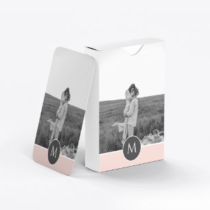 Minimalist Pastel Pink Personalised Name & Photo Playing Cards