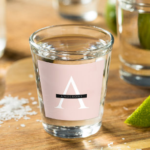 Minimalist Pastel Pink Personalised Name Shot Glass