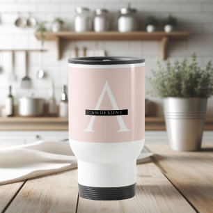 Minimalist Pastel Pink Personalised Name Travel Mug