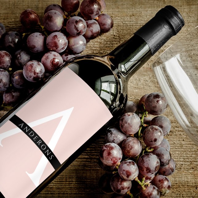 Minimalist Pastel Pink Personalised Name Wine Label (Creator Uploaded)