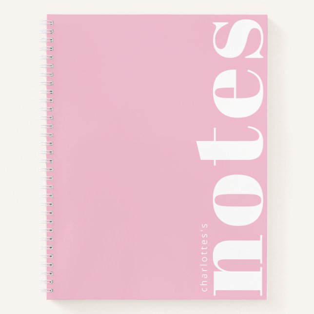 Minimalist Pastel Pink Typography Modern Custom Notebook (Front)