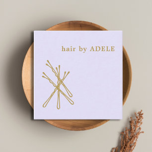 Minimalist Pastel Purple Gold Bobby Pins Hair Square Business Card