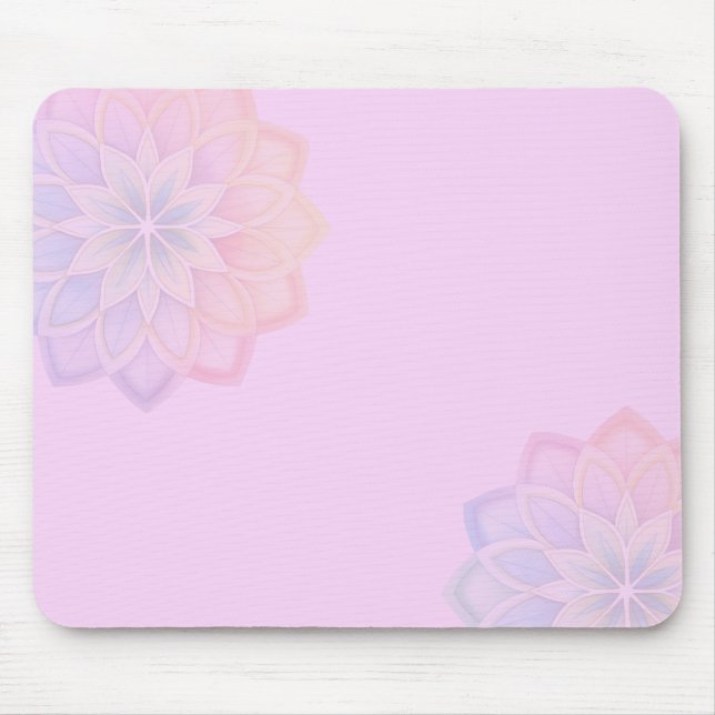 Minimalist Pastel Rainbow Floral Mouse Mat (Front)