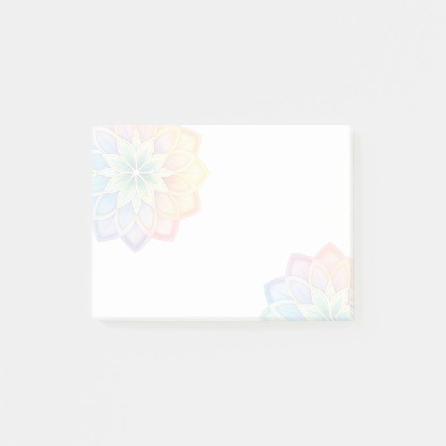 Minimalist Pastel Rainbow Floral Post-it Notes (Front)