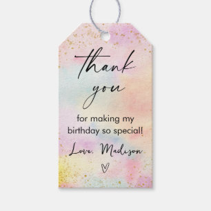 Minimalist Pastel Rainbow Gold Birthday Gift Tags