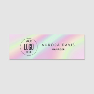 Minimalist Pastel Rainbow Modern Logo Business Name Tag