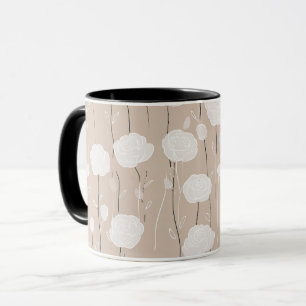 Minimalist Pastel Rose White Floral Pattern Mug