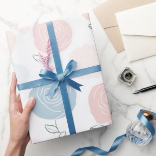Minimalist Pastel Rose White Floral Pattern Wrapping Paper