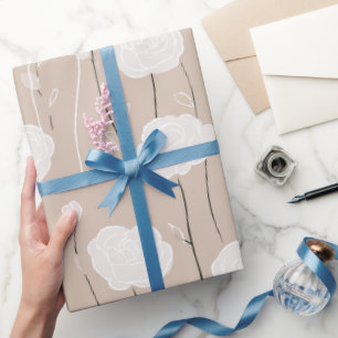 Minimalist Pastel Rose White Floral Pattern Wrapping Paper