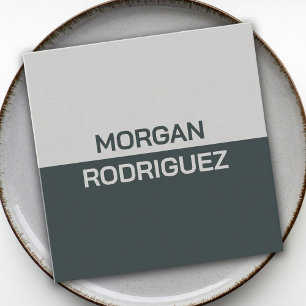 Minimalist pastel sage green grey modern QR code Square Business Card