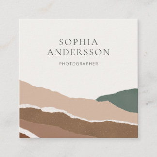 Minimalist Pastel Torn Edge Landscape  Square Business Card