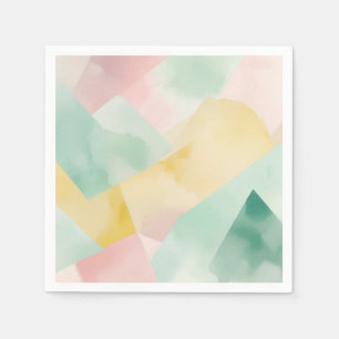 Minimalist Pastel Watercolor with Geometric Shapes Napkin