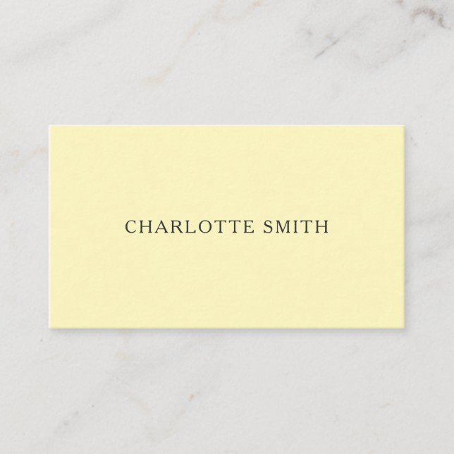 Minimalist pastel yellow modern business cards (Front)