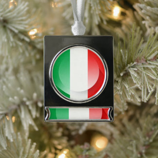 Minimalist Patriotic Ceramic Christmas Bauble Silver Plated Banner Ornament