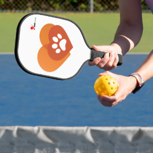 Minimalist Paw Print Heart    Modern  Pickleball Paddle