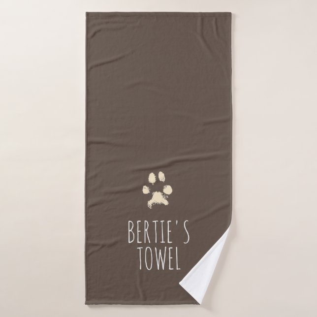 Minimalist Pawprint Typography Personalised Pet    Bath Towel (Bath Towel)