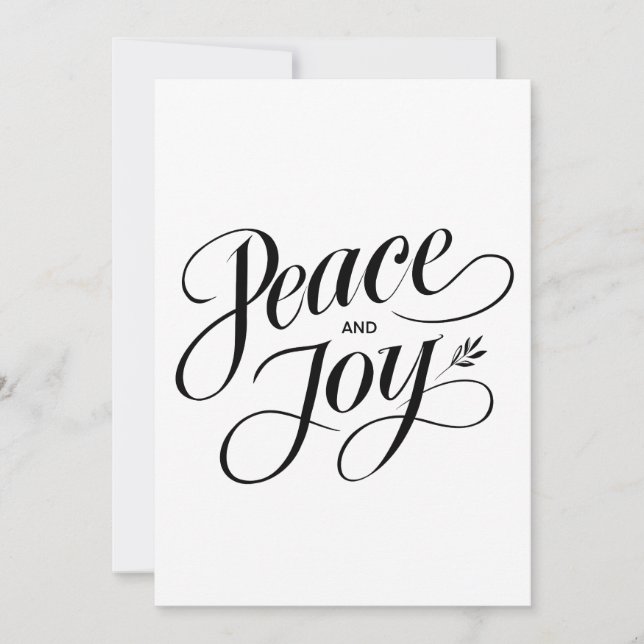 Minimalist Peace and Joy Modern Non-Denominational Holiday Card (Front)