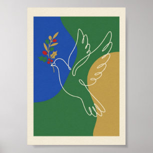 Minimalist Peace Dove Line Art Abstract Poster