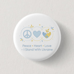 Minimalist Peace Heart Love Ukraine Support Design 3 Cm Round Badge