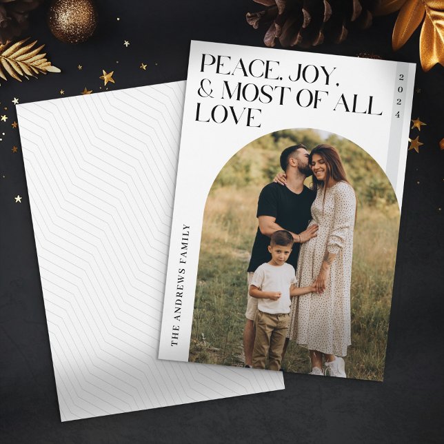 Minimalist Peace Joy Love Christmas Family Photo Holiday Card (Creator Uploaded)