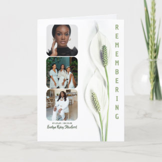 Minimalist Peace Lily Bi-fold Funeral Program Invitation