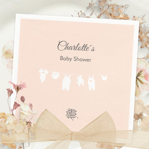 Minimalist Peach Baby Girl Shower Napkin