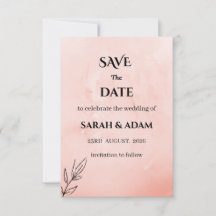Minimalist Peach Botanical Save the Date