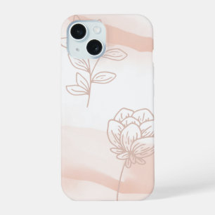 'Minimalist Peach Floral' iPhone 15 Slim Fit Case