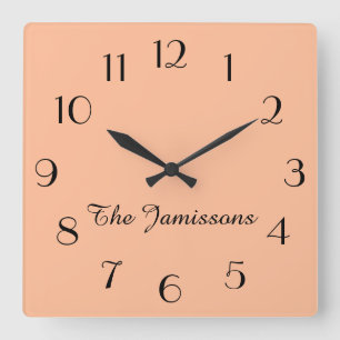 Minimalist Peach Fuzz, Name, Round or  Square Wall Clock