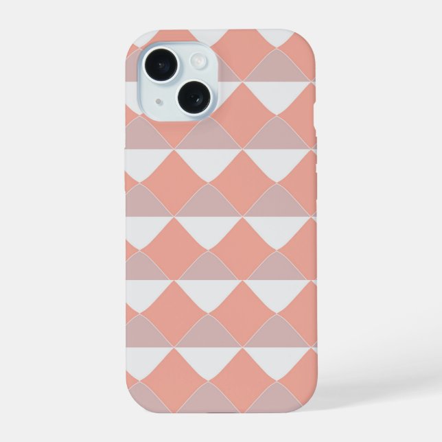 Minimalist Peach Geometric Pattern iPhone 15 Case (Back)