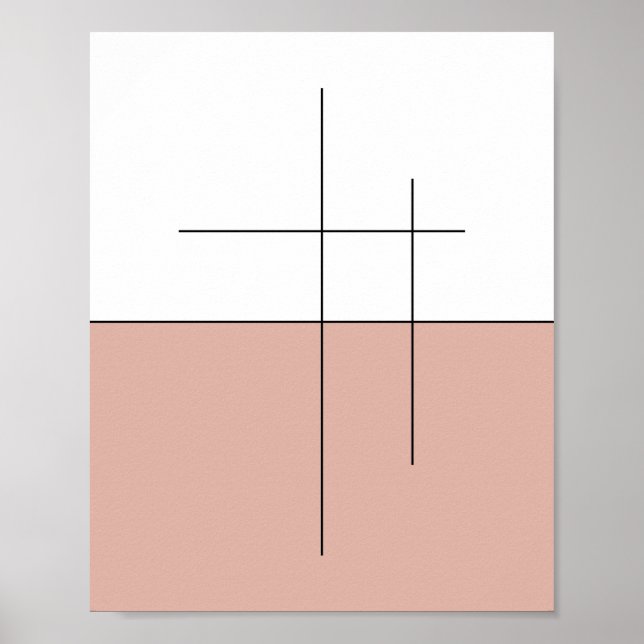 Minimalist Peach Horizon Line Art Poster (Front)