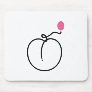 Minimalist Peach One Line Art with Pink Balloon Mouse Mat