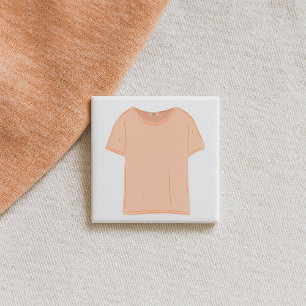 Minimalist Peach Tee Illustration 15 Cm Square Badge