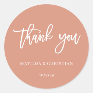 Minimalist Peach Wedding  Classic Round Sticker