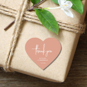 Minimalist Peach Wedding  Heart Sticker